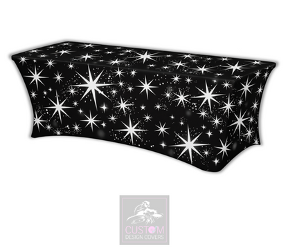 Black & White Stars Lycra Table Cover