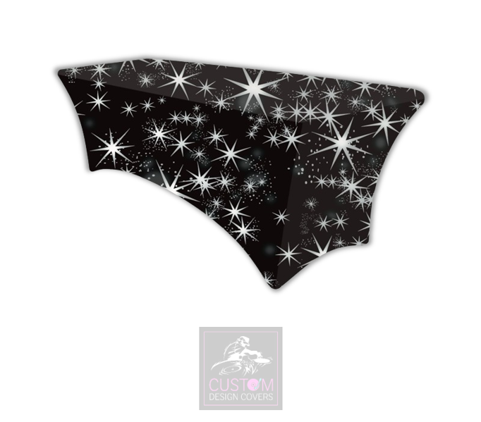 Black & Grey Stars Lycra Table Cover