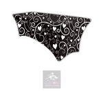 Black White Hearts & Vines Lycra Table Cover