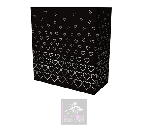 Black Grey Hearts Lycra DJ Booth Cover 