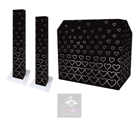 Black Grey Hearts Lycra DJ Cover (PACKAGE BUNDLE) - MKII 