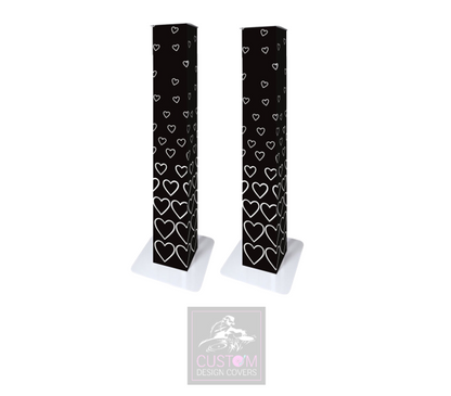 Black White Hearts Lycra Lycra Podiums (PAIR)