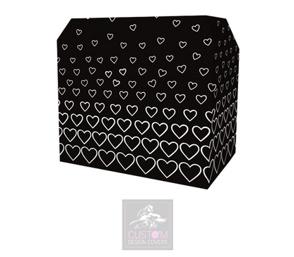 Black White Hearts Lycra DJ Booth Cover