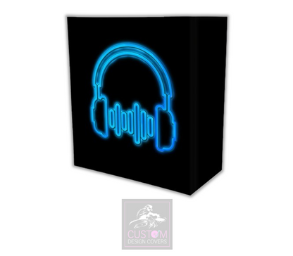 UV Effect Blue Headphones Lycra DJ Booth Cover