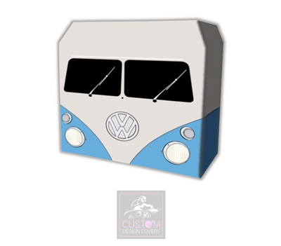 VW Camper BLUE Lycra DJ Booth Cover