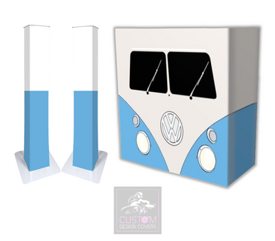 Blue VW Camper Lycra DJ Covers (PACKAGE BUNDLE) - COMBI