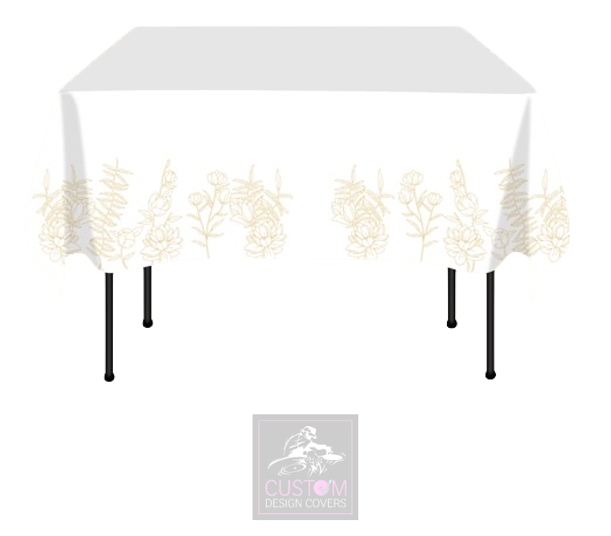 Gold Flowers Square Table Cover