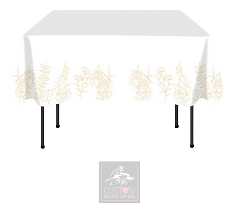 Gold Flowers Square Table Cover