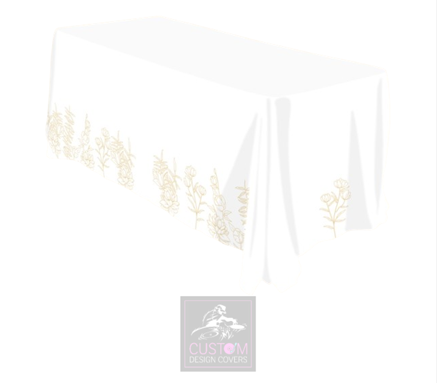 Gold Flowers Rectangle Table Cover