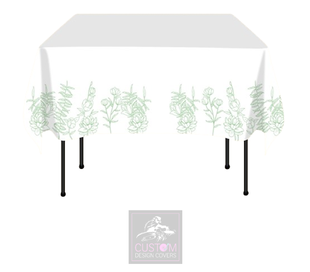 Green Flowers Square Table Cover