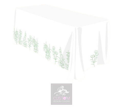 Green Flowers Rectangle Table Cover