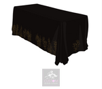 Gold/Brown Flowers on Black Rectangle Table Cover