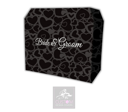Bride & Groom Dark Hearts Lycra DJ Booth Cover (PACKAGE BUNDLE)