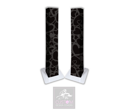 Bride & Groom Dark Hearts Lycra Podium Covers (PAIR)