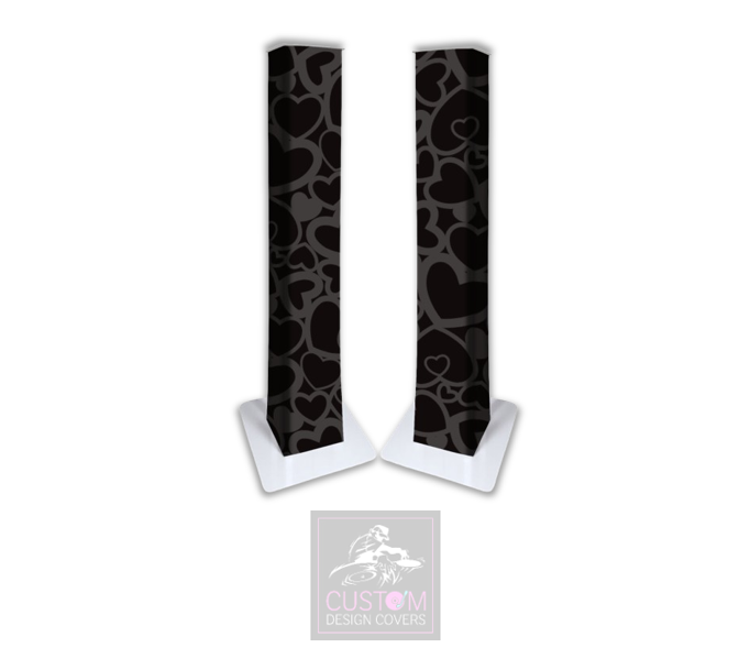 Bride & Groom Dark Hearts Lycra Podium Covers (PAIR)