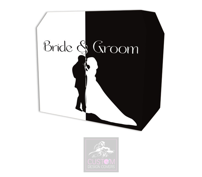 Bride & Groom Silhouette Lycra DJ Booth Cover