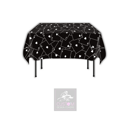 Black Casino Cards Square Table Cover