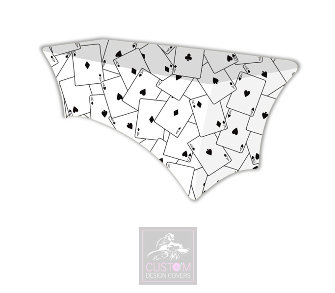 White Casino Cards Photobooth Lycra Table Cover