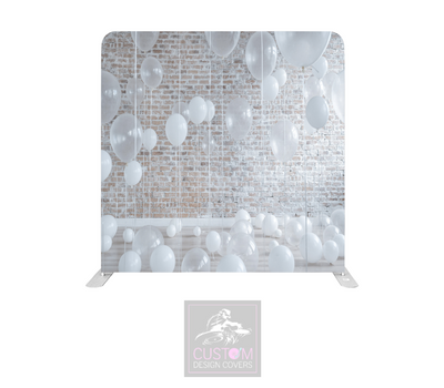 White Balloons Lycra Pillowcase Backdrop Cover (DOUBLE SIDED)