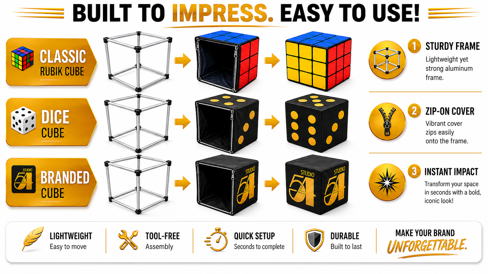 Rubik’s Cube & Dice Frame Set 50 x 50cm-Event Props