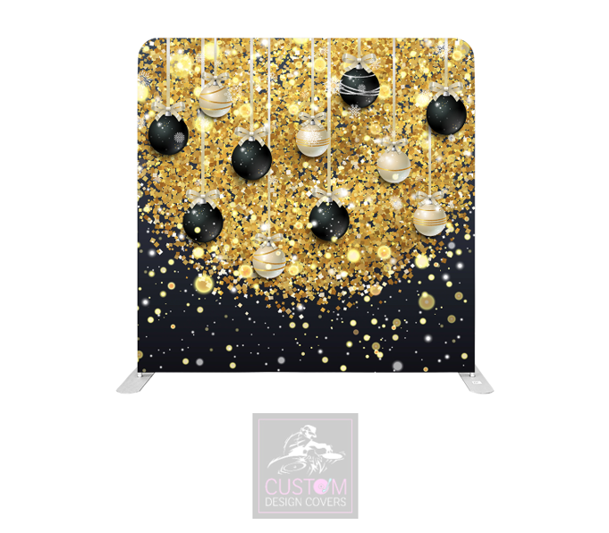 Black & Gold Christmas Lycra Pillowcase Backdrop Cover