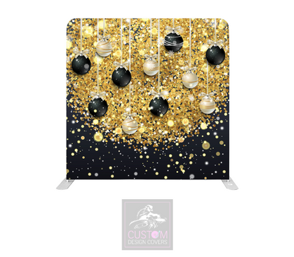 Black & Gold Christmas Lycra Pillowcase Backdrop Cover (DOUBLE SIDED)