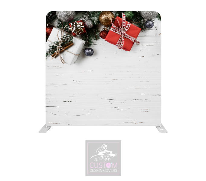 Presents on Rustic Lycra Pillowcase Backdrop Cover