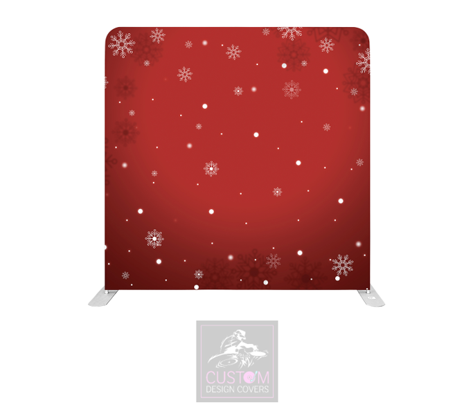 Snowflakes on Red Lycra Pillowcase Backdrop Cover