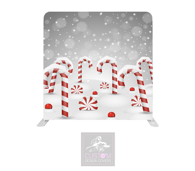 Candy Canes Lycra Pillowcase Backdrop Cover (DOUBLE SIDED)