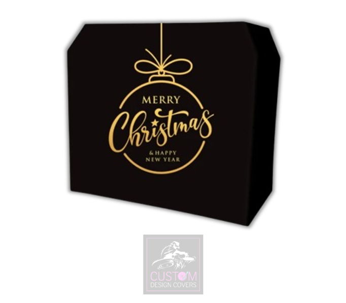 Merry Christmas *BLACK/GOLD* Lycra DJ Booth Cover