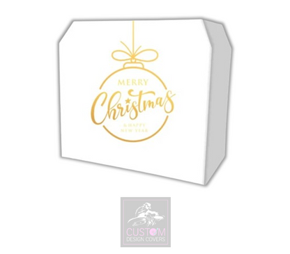 Merry Christmas *WHITE/GOLD* Lycra DJ Booth Cover