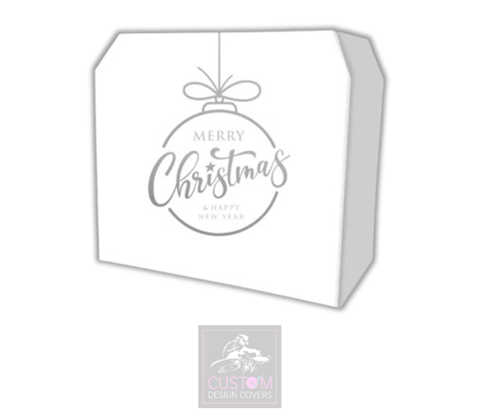 Merry Christmas WHITE/GREY Lycra DJ Booth Cover