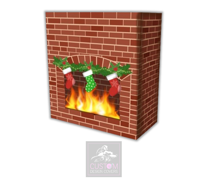 Christmas Fireplace  Lycra DJ Booth Cover