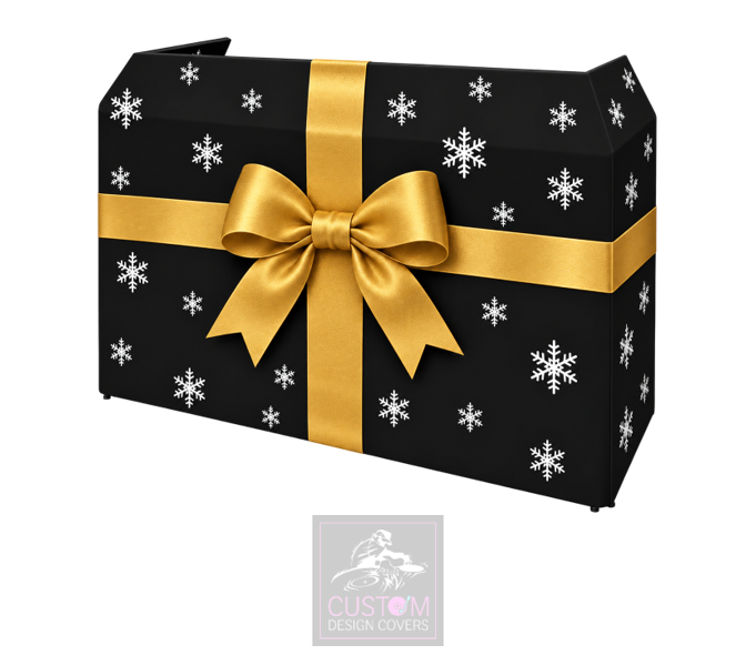 Christmas Gold Ribbon Lycra DJ Booth Cover