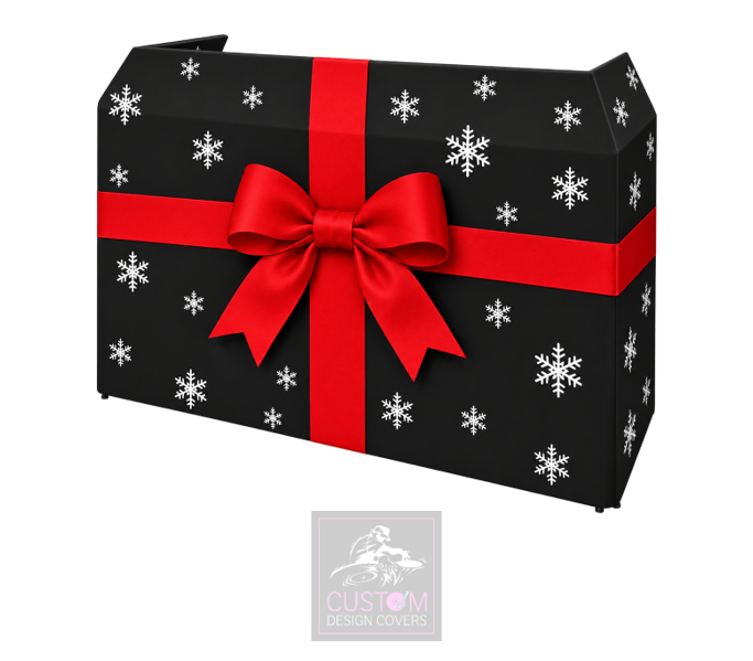 Christmas Red Ribbon Lycra DJ Booth Cover