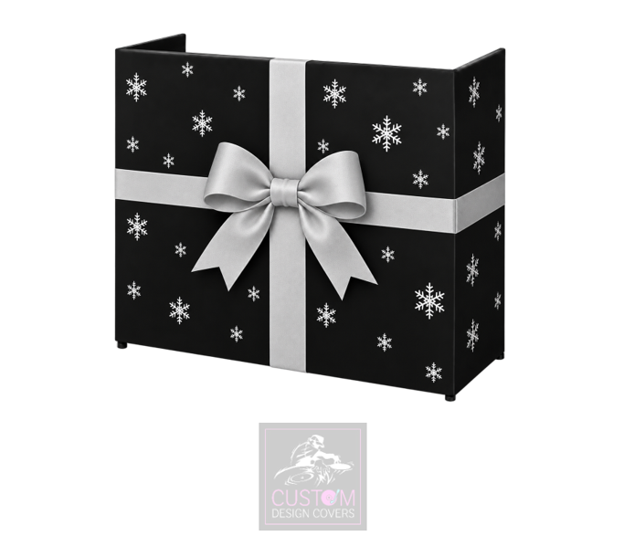 Christmas Grey Ribbon Lycra DJ Booth Cover