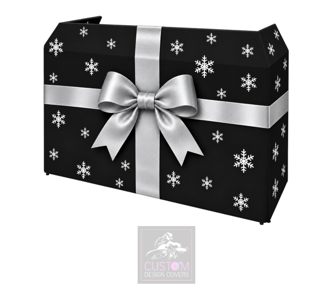 Christmas Grey Ribbon Lycra DJ Booth Cover