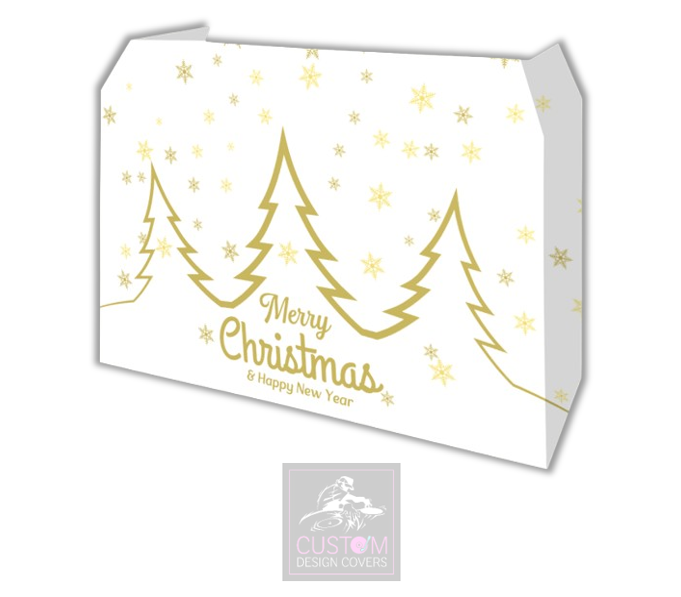 White Christmas Lycra DJ Booth Cover (Gold)