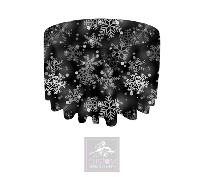 Snowflakes on Black Round Table Cover