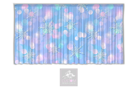 Snowflakes on Colour Backdrop Curtain