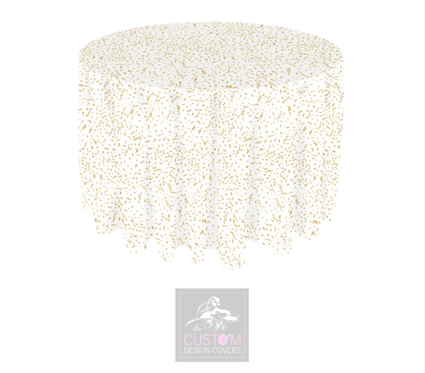 Confetti on White Round Table Cover