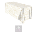 Gold Confetti on White Rectangle Table Cover