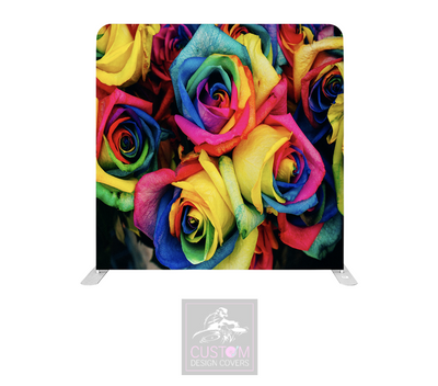 Rainbow Rose Lycra Pillowcase Backdrop Cover