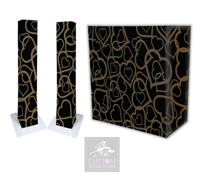 Gold Hearts Lycra DJ Booth Covers  (PACKAGE BUNDLE) - COMBI