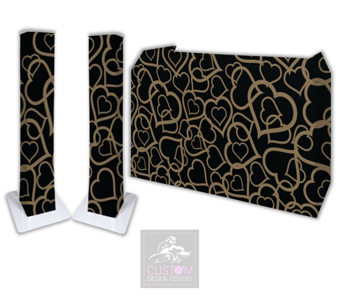 Gold Hearts Lycra DJ Covers (PACKAGE BUNDLE)