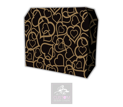 Off Gold Hearts Lycra DJ Booth Cover