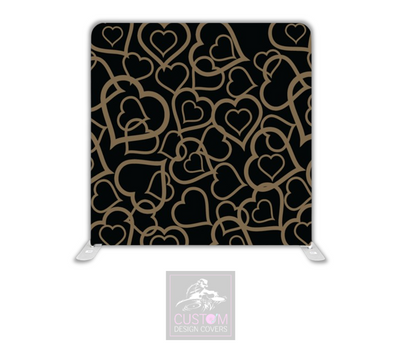 Gold Hearts Lycra Pillowcase Backdrop Cover