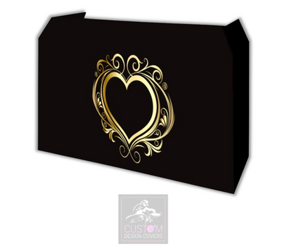 Gold Elegant Heart Lycra DJ Booth Cover 