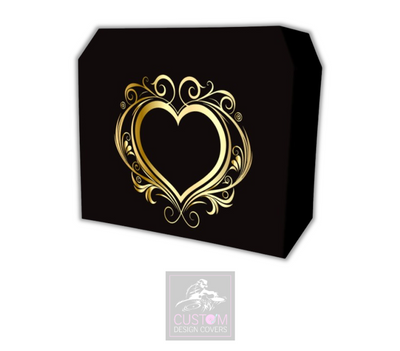 Gold Elegant Heart Lycra DJ Booth Cover 