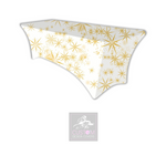 White Gold Stars Lycra Table Cover